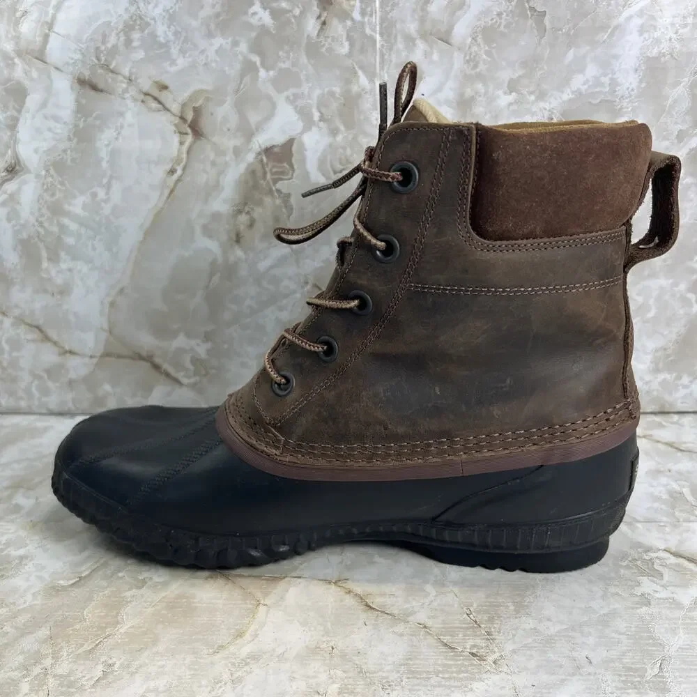 Sorel Cheyanne II Brown Leather Lace up Waterproof Duck Boot Mens Size 13
